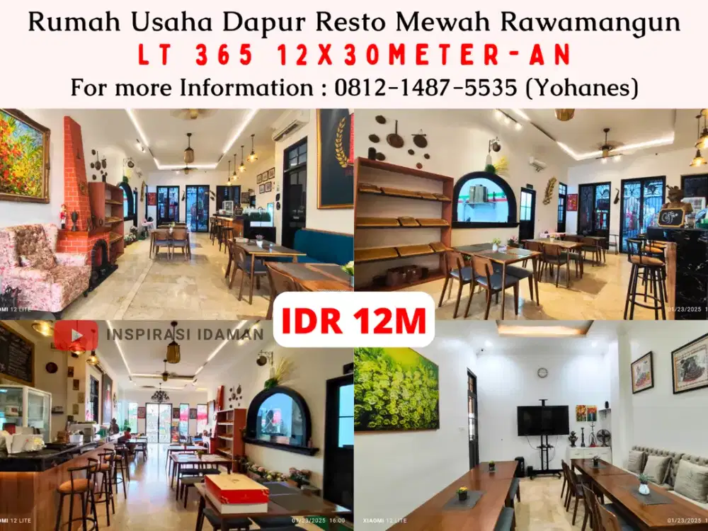 Rumah Usaha Dapur Resto Mewah Rawamangun 365mtr