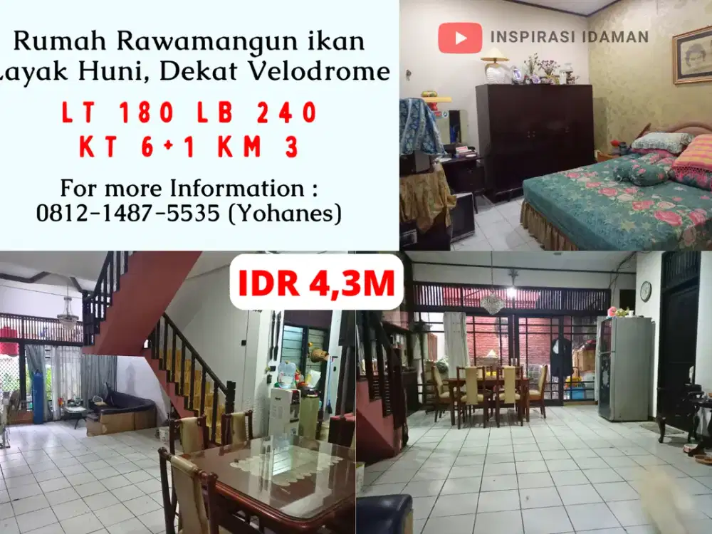 Rumah 180mtr Rawamangun ikan layak huni
