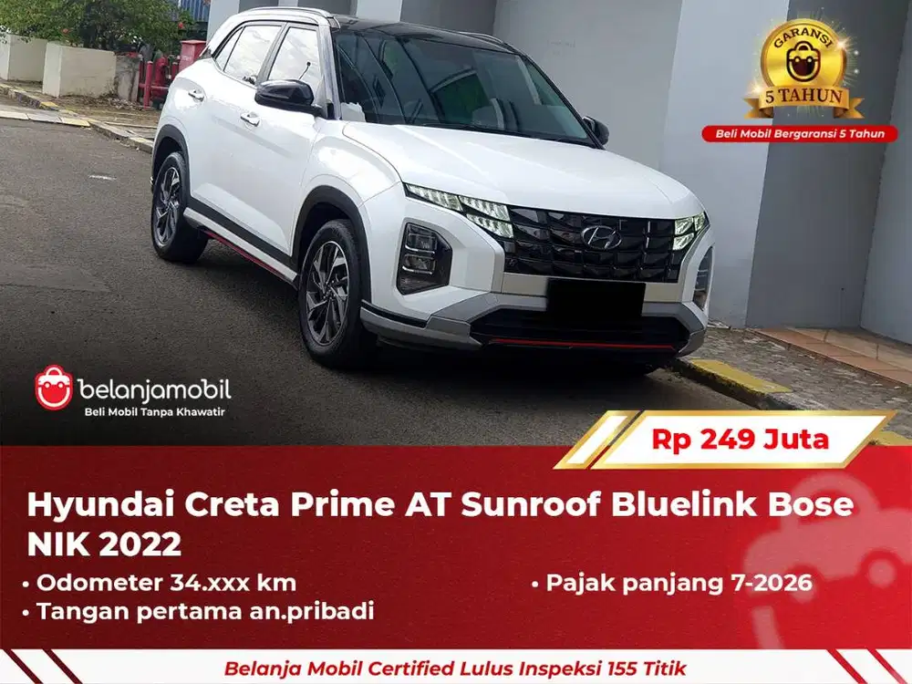 [ GARANSI 5TH ] Hyundai Creta Prime Sunroof Bluelink Bose 2022/2023