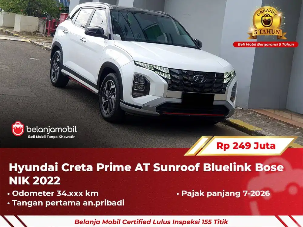 [ GARANSI 5TH ] Hyundai Creta Prime Sunroof Bluelink Bose 2022/2023
