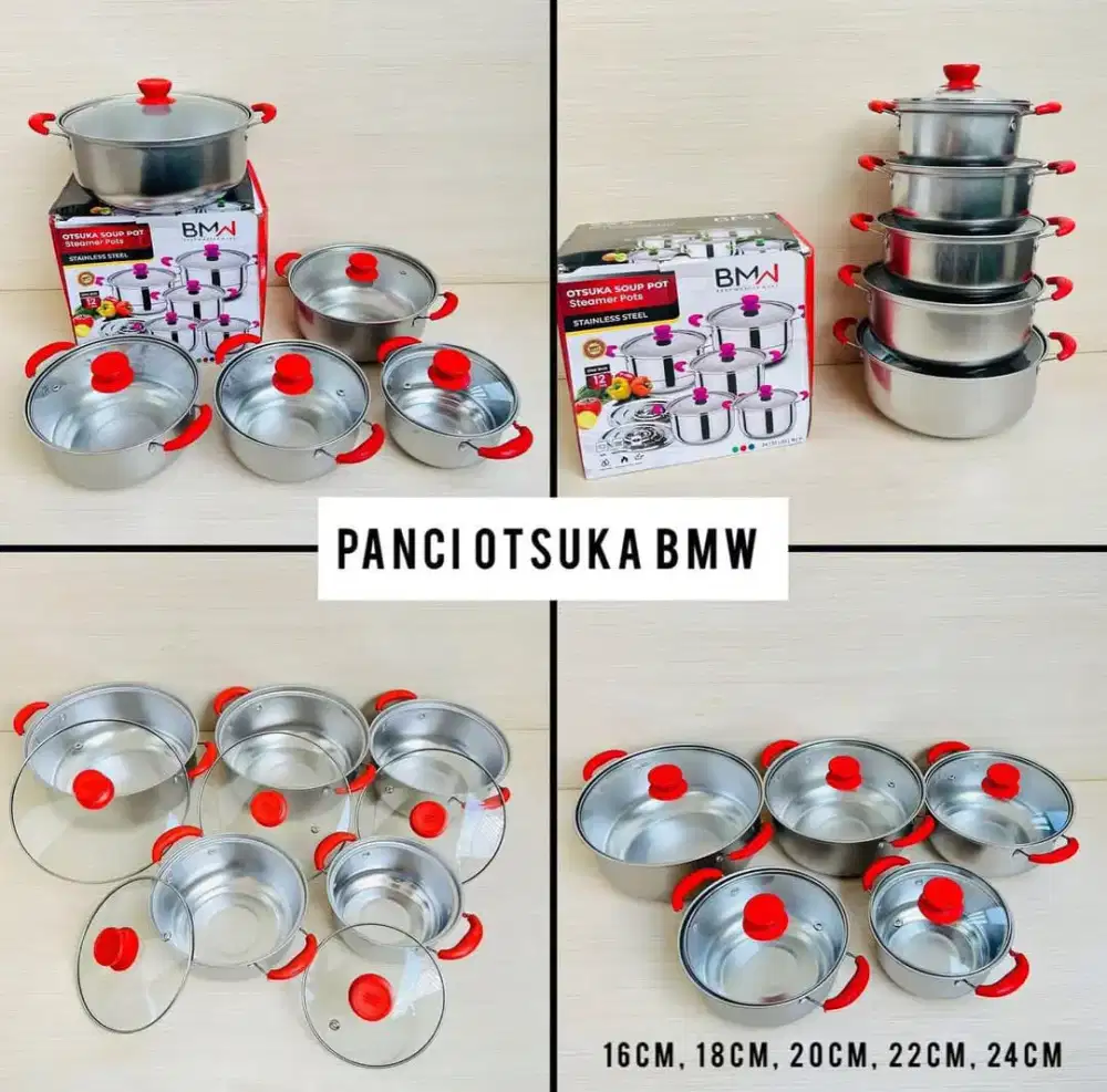 Panci set stainless kaca