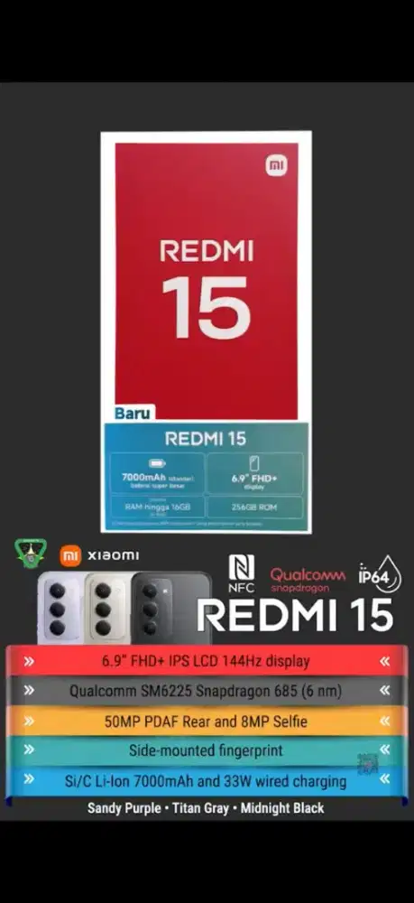 REDMI 15 8/128 & 8/256 NEW!!!
