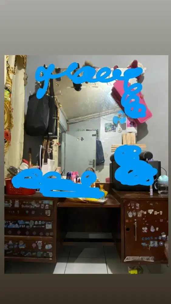 MEJA RIAS KACA-ASLI KAYU JATI