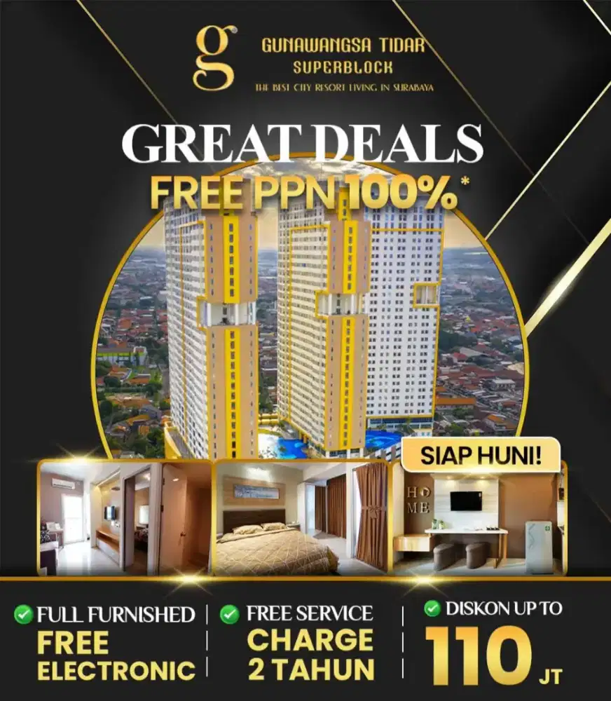 Promo Murah Apartemen Surabaya Pusat Gunawangsa Tidar Full Furnish