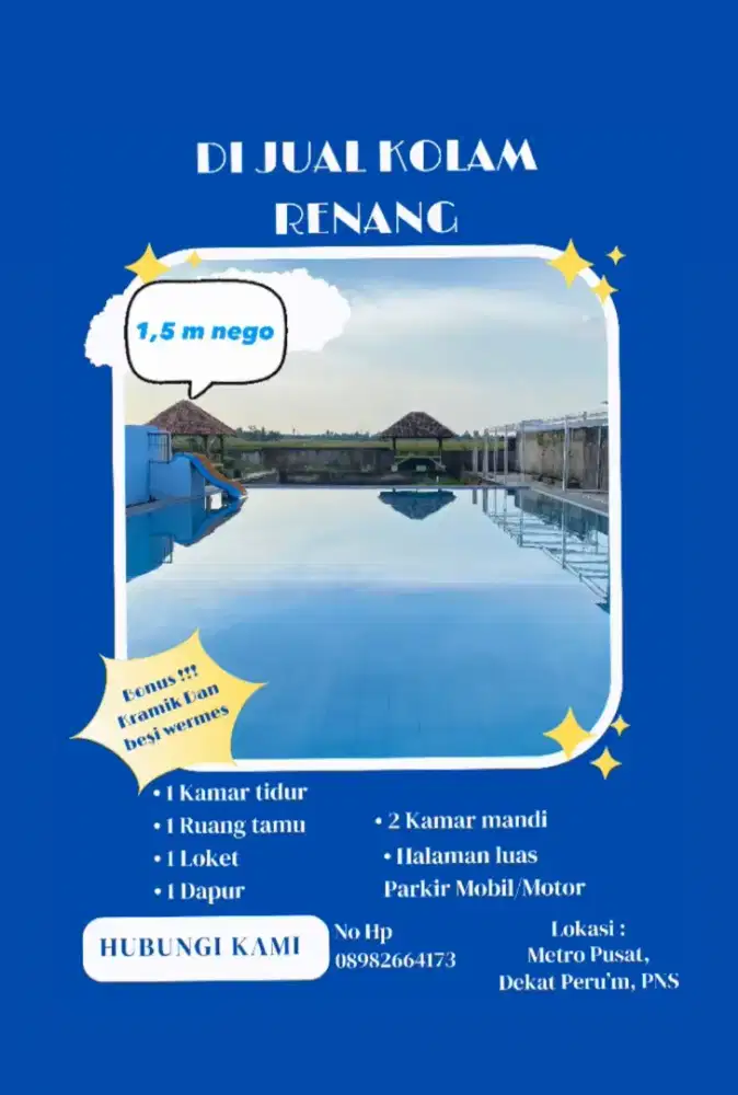 Jual tanah dan kolam renang di metro pusat