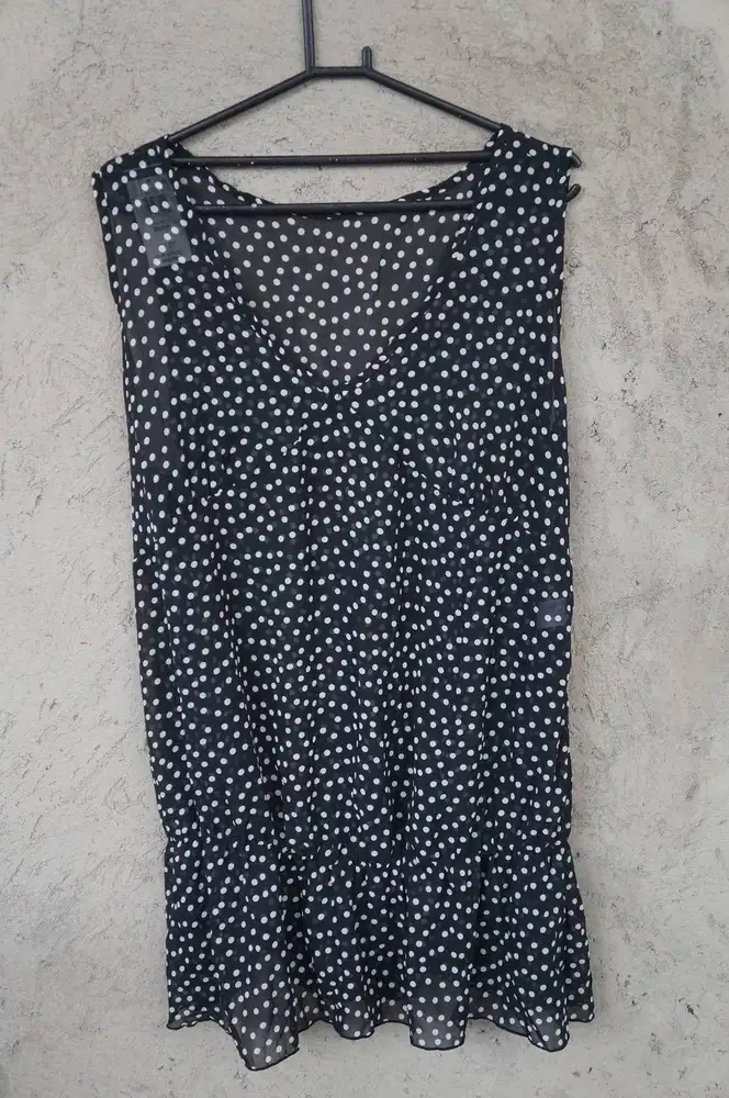 Dress Polkadot Terawang | Dress Tipis Bahan Sifon | Outer Pantai