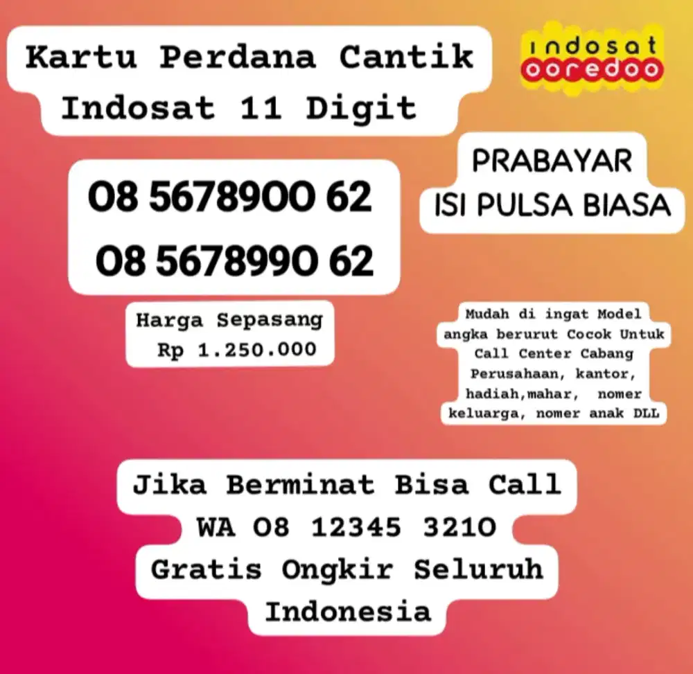 Kartu Perdana Cantik Nomer Pasangan  Pengantin Baru  keluarga Baru