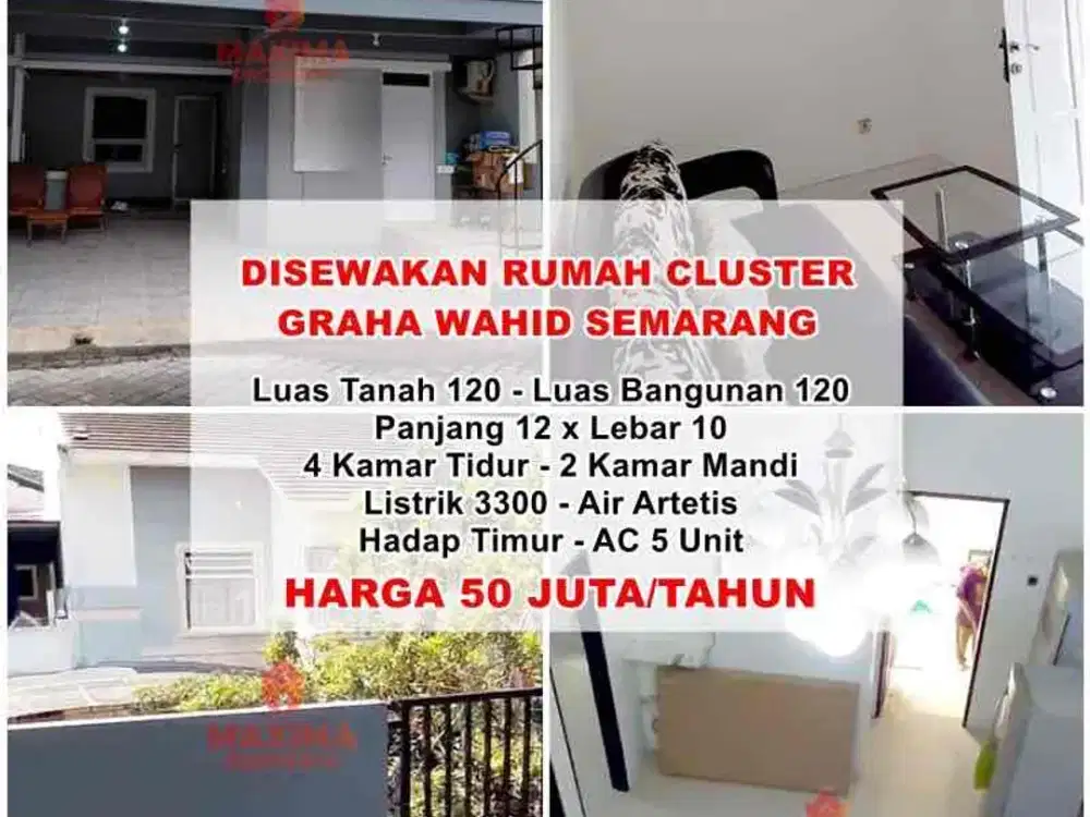 rumah sewa di graha wahid 2 lantai