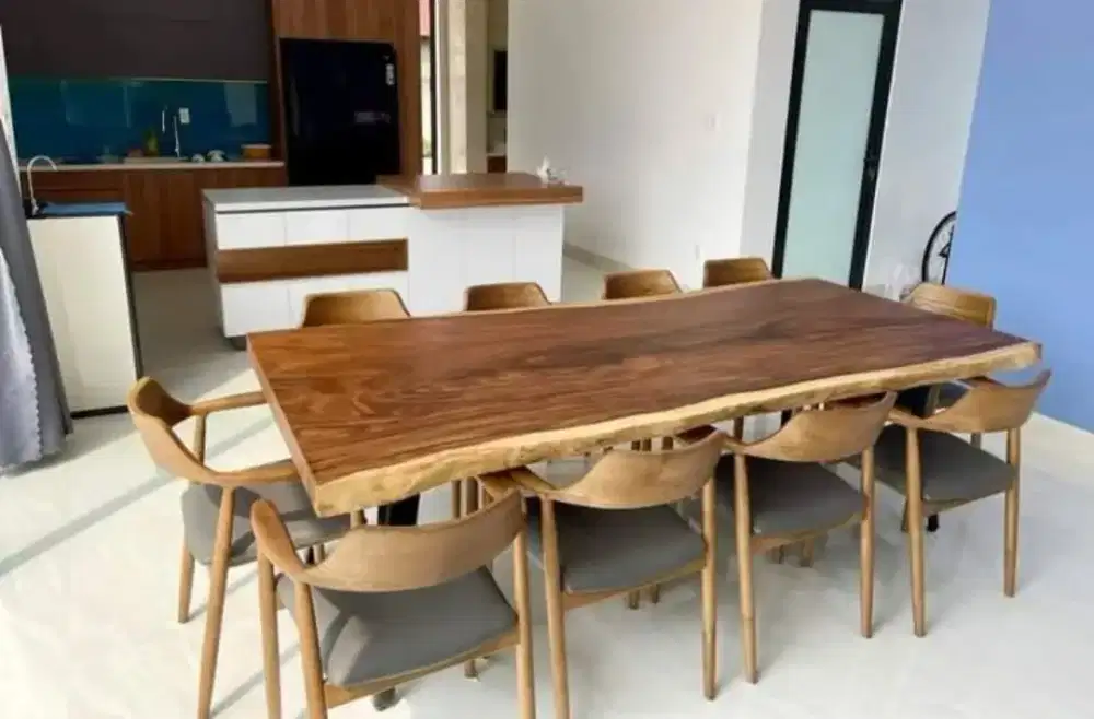 Meja Makan Trembesi Meja Kayu Suar Meja Makan Set Cafe Resto Hotel