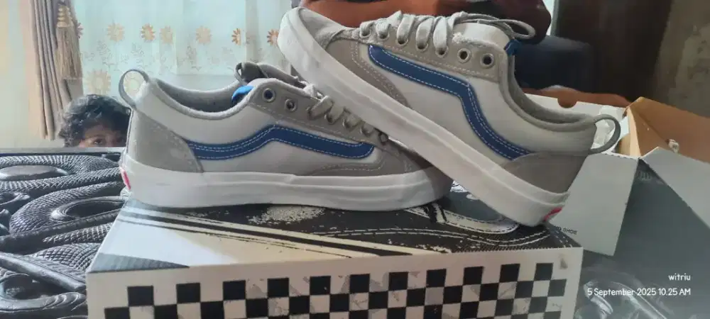 Sepatu Vans skate old skool 36+ grey/blue