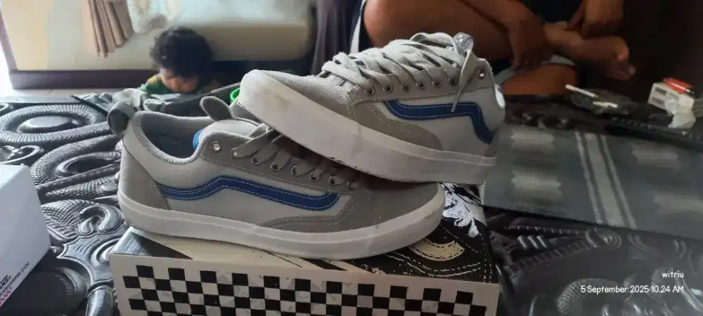 Sepatu Vans skate old skool 36+ grey/blue