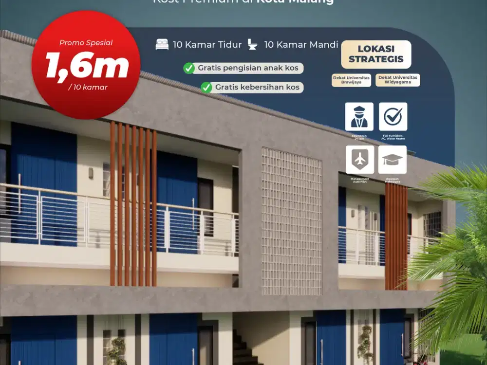 Dijual Rumah Kost Lokasi Strategis di Malang, Dekat Kampus UB,polinema