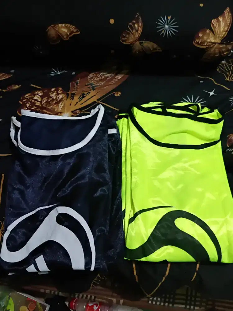 Kaos rompi warna hijau stabilo 6pcs dan biru dongker 6pcs