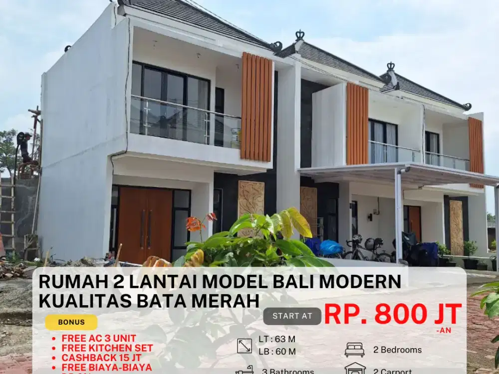 Rumah 2 lantai modern di Pamulang Free Biaya