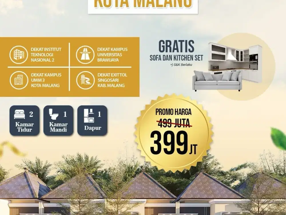 RUMAH HUNIAN STRATEGIS KOTA MALANG DEKATKAMPUS ITN