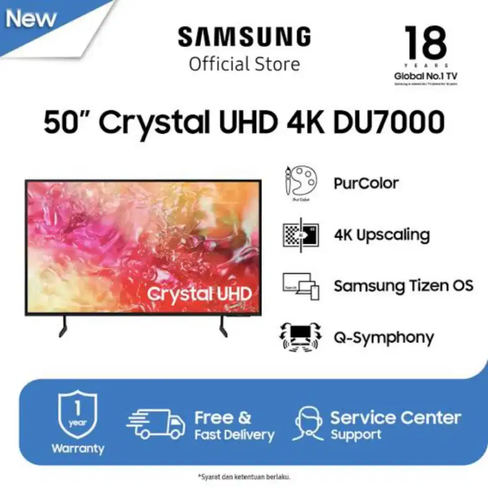 Samsung 50in 4k smart tv 50du7000