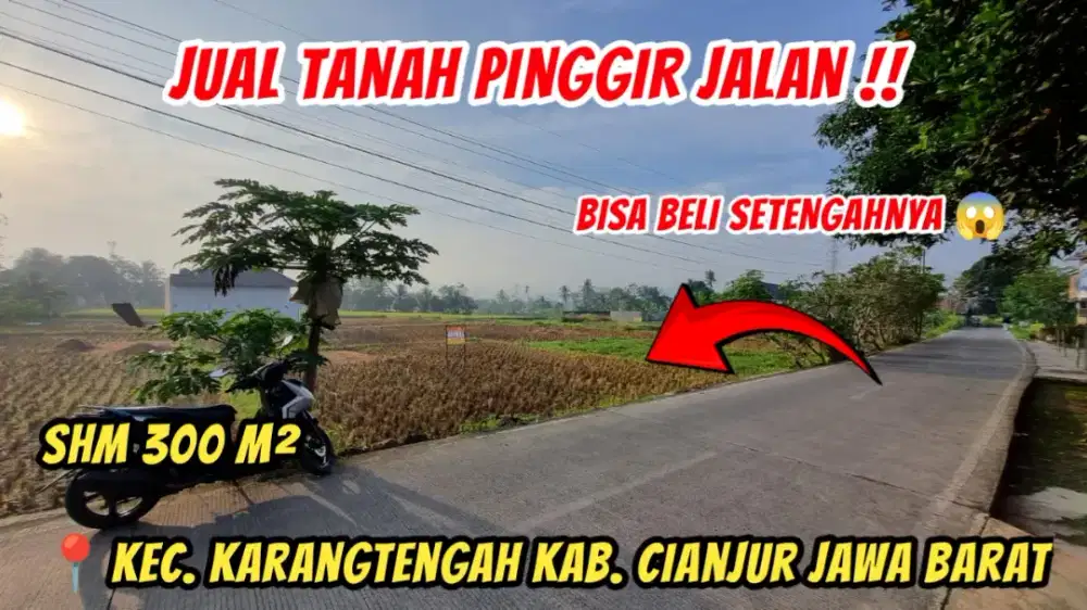 BISA BELI KAVLING 150M², JUAL TANAH PINGGIR JALAN 300M²