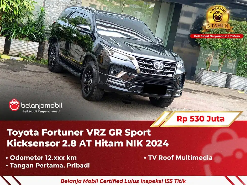 [ GARANSI 5TH ] Toyota Fortuner VRZ GR Sport 2.8 AT Hitam 2024/2025