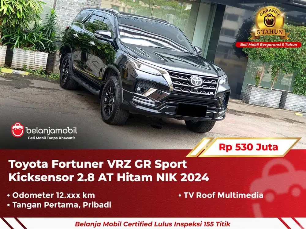 [ GARANSI 5TH ] Toyota Fortuner VRZ GR Sport 2.8 AT Hitam 2024/2025