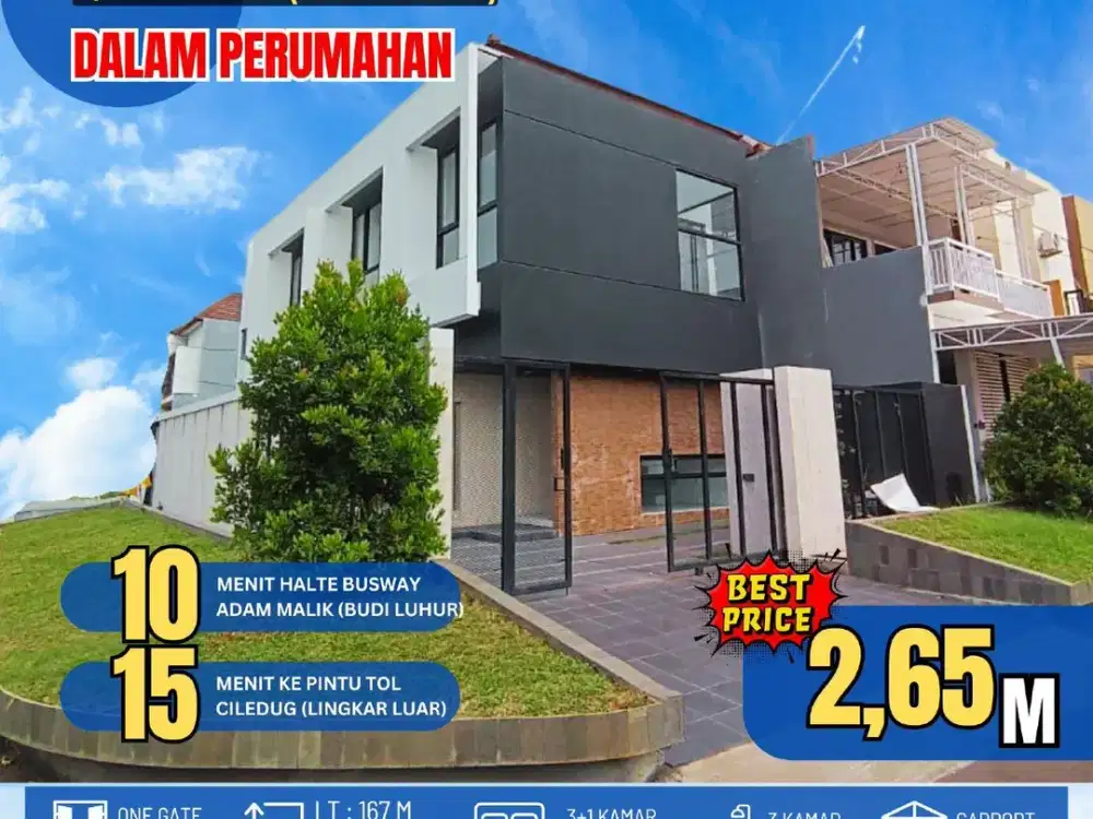 Dijual Rumah Baru 2,5 Lantai Rooftop di Cipadu Tangerang