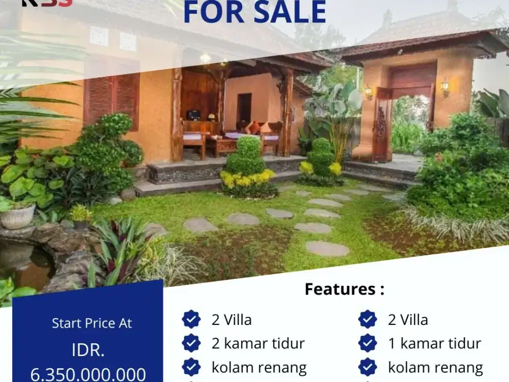 Dijual Villa Modern, Kompleks villa kayu tropis yang indah di Ubud