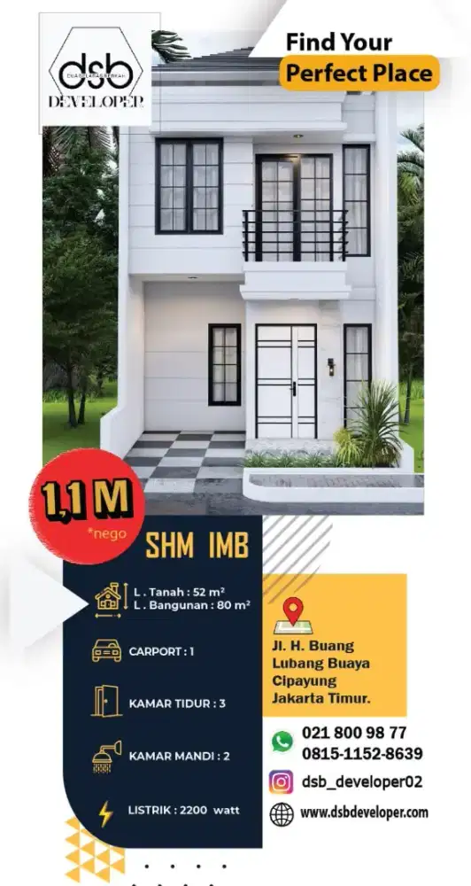 Rumah 2 Lantai di Jl Hj. Buang, Lubang Buaya – Cipayung, Jakarta Timur