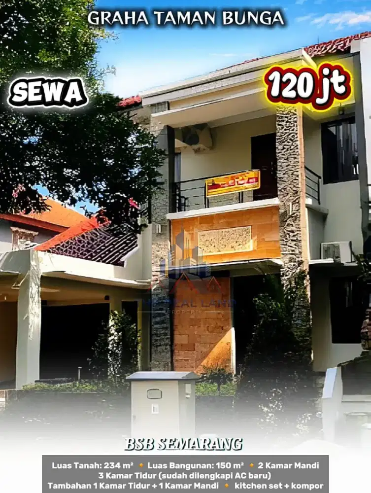 Rumah disewakan dikontrakkan graha taman bunga BSB Semarang
