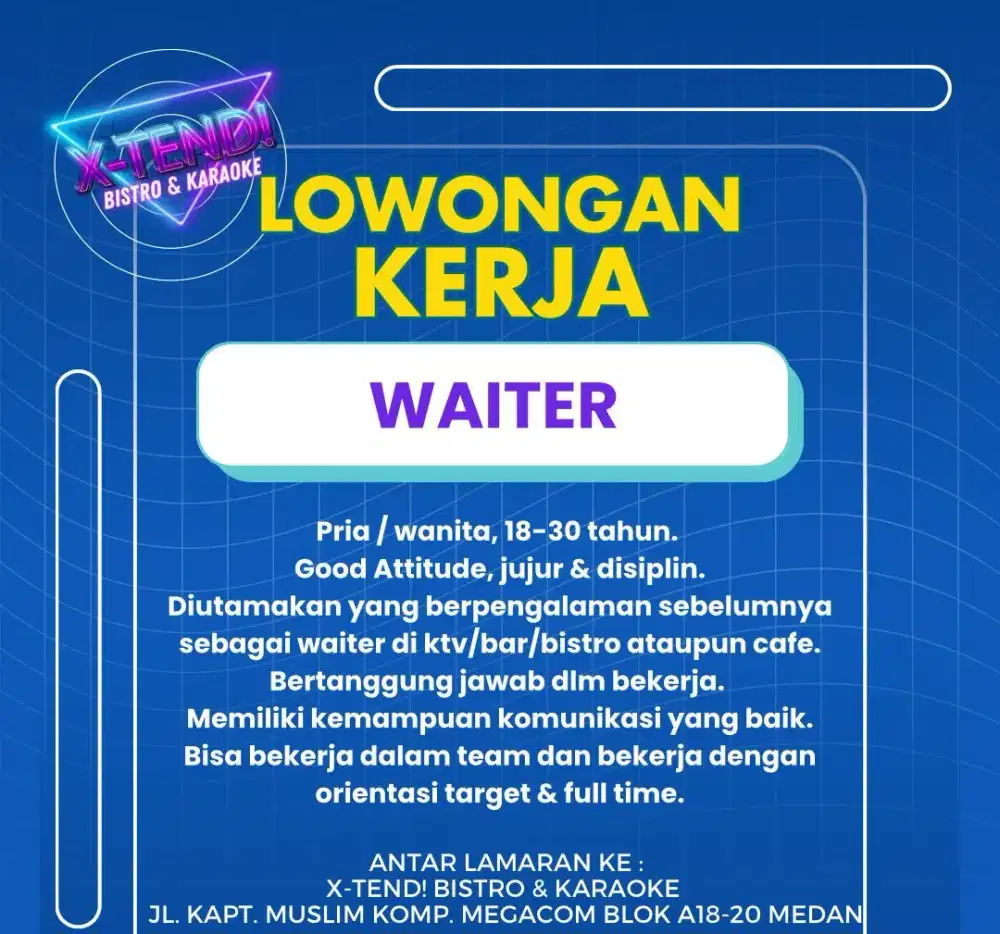 Dibutuhkan waiter / waitress untuk ktv / karaoke