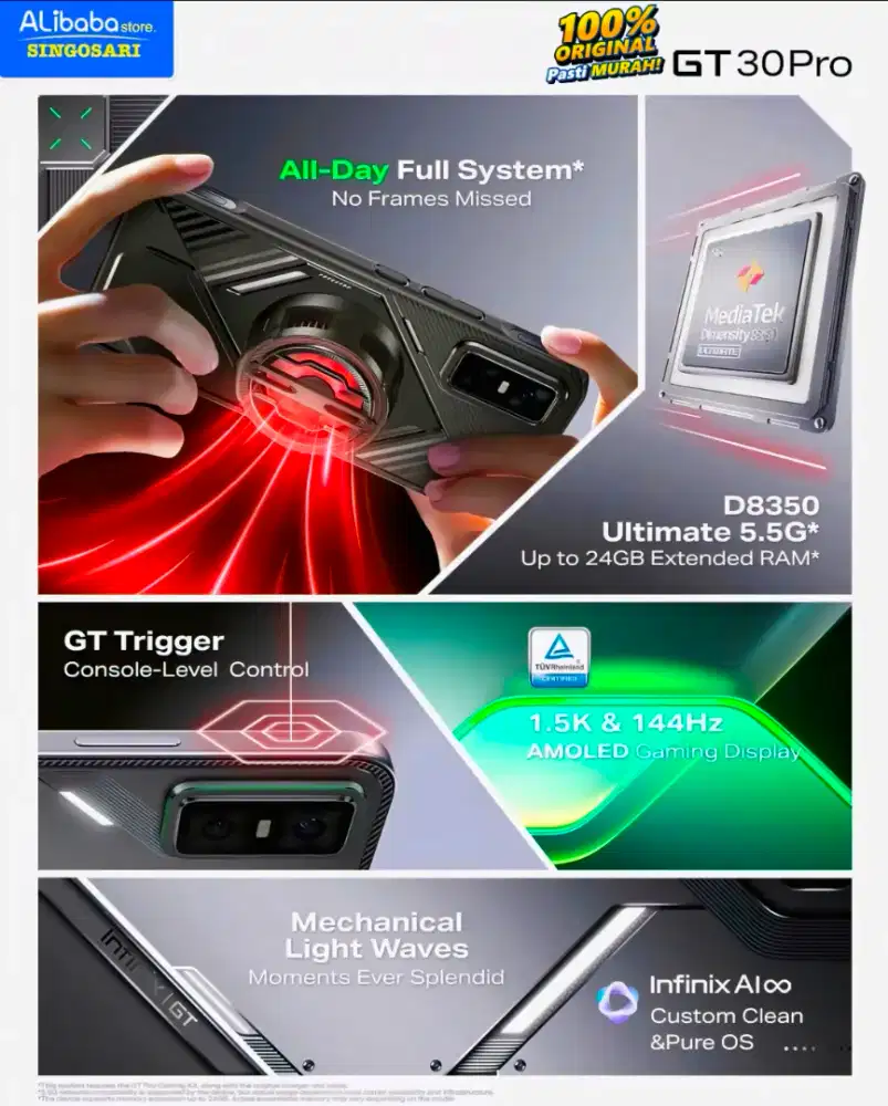 HP Sultan Harga Rakyat Infinix GT 30 Pro 12/512GB Resmi! (Free Ongkir)