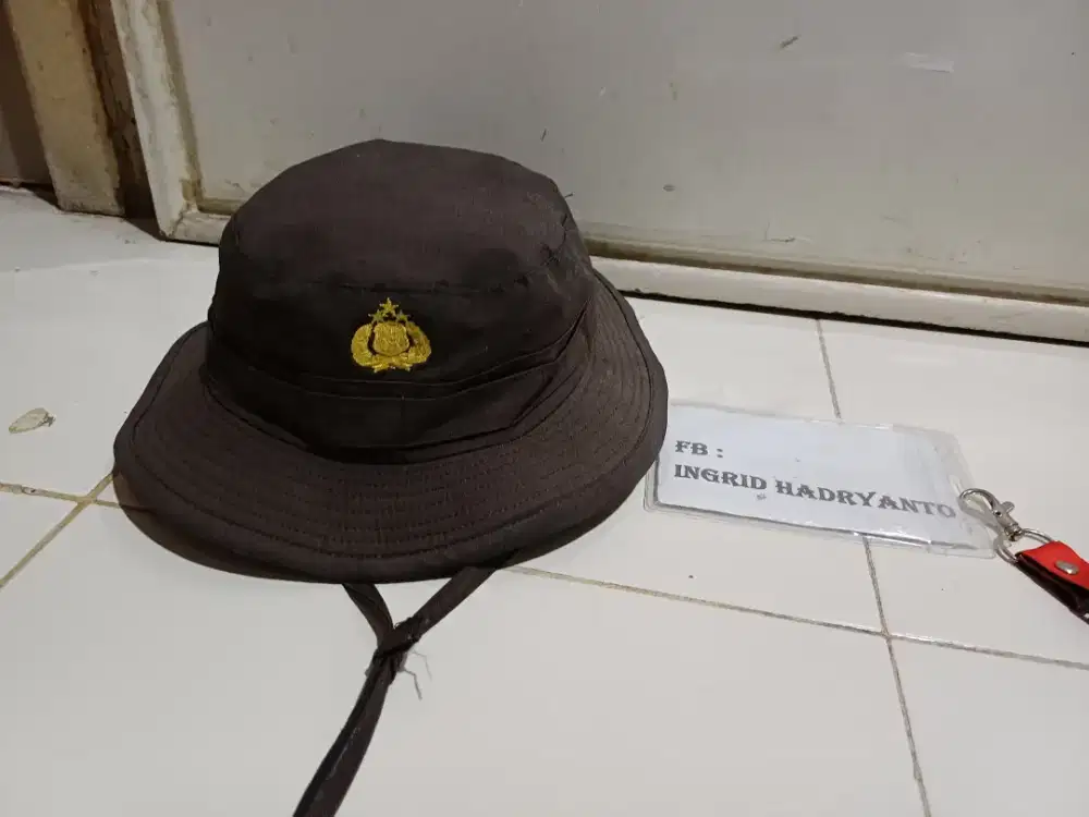 Topi Anak Balita Cokelat Tua Bahan Drill