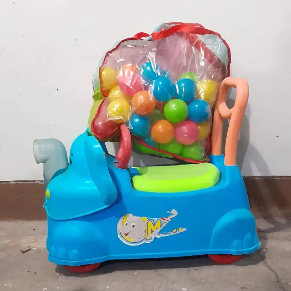 Gajah gajahan anak dorong. Ada box & music. Free bola2 plastik. Second