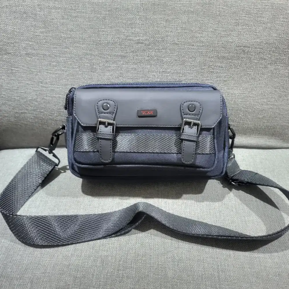 CLUTCH TUMI DOUBLE ZIP BLUE