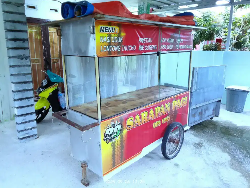 Gerobak stealing kaca dan meja kompor