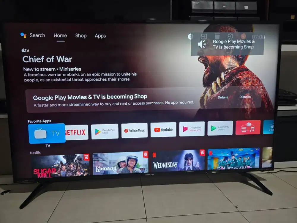 Smart TV Android Sharp 4K 60 inch Aquos 4T-C60AL1X Layar Tipis Banget