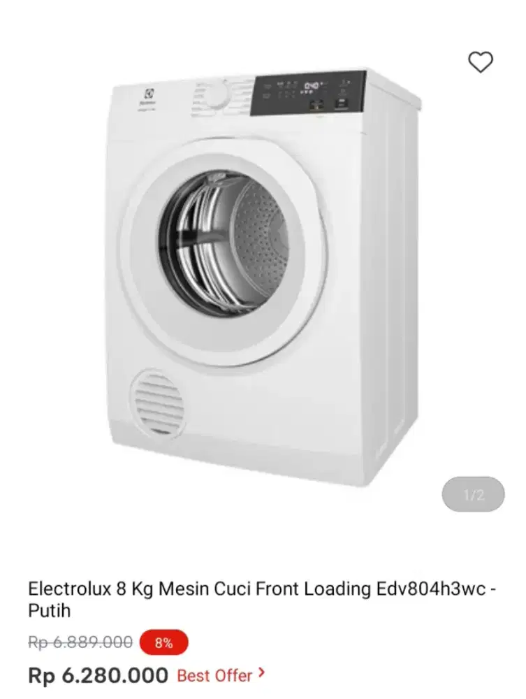 Electrolux 8 Kg Mesin Cuci front loading Edv804h3wc - putih