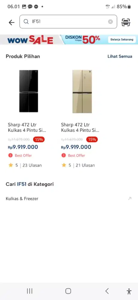 KULKAS SHARP 4 PINTU SJ IF51PG BK /CG