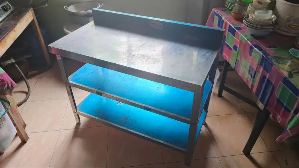 Meja Dapur Besi Stainless 2 Rak