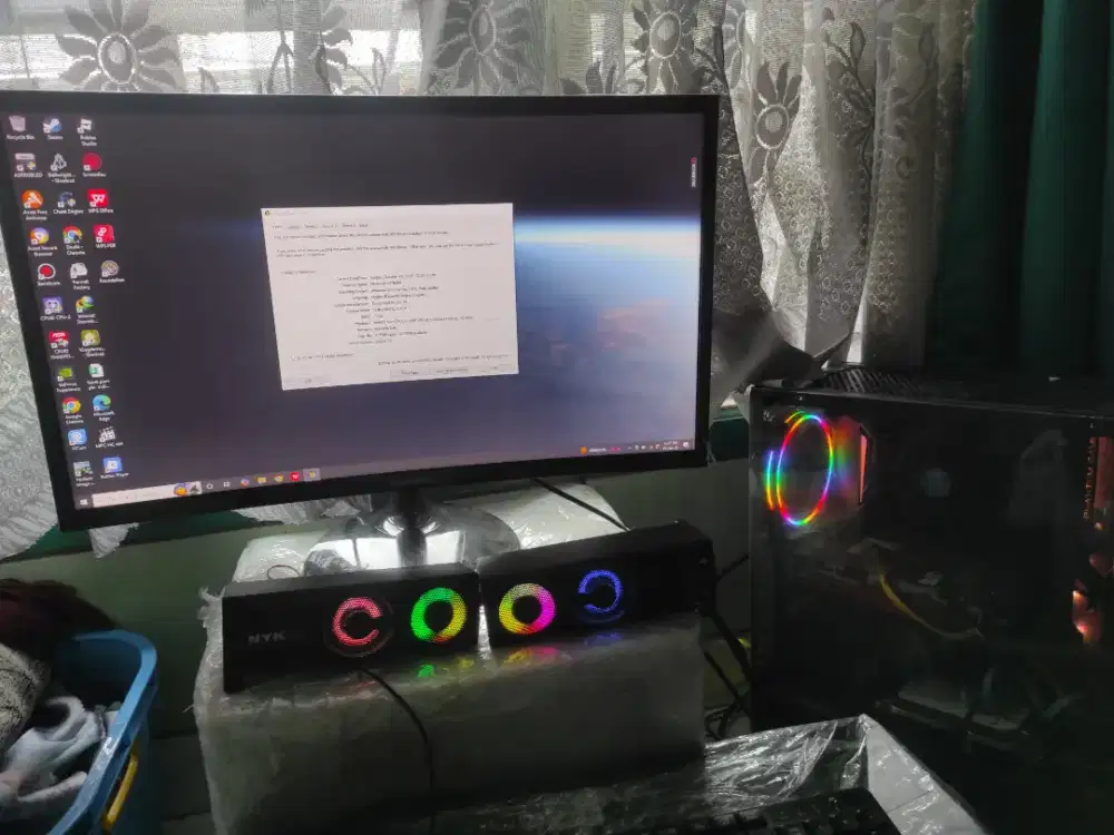 PC desktop core I3 9100f + monitor Samsung 24 inchi Curved