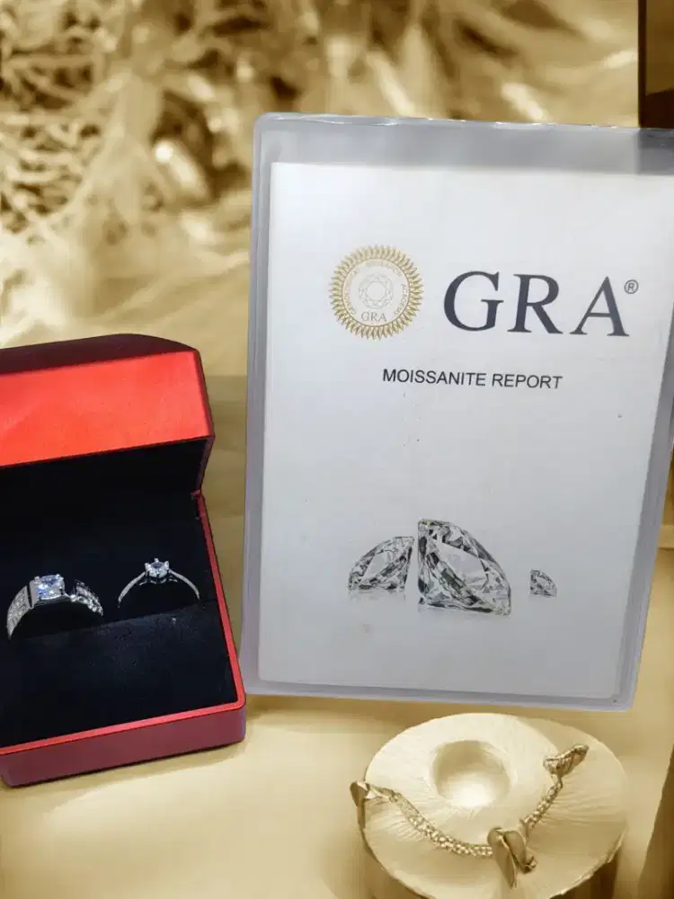 Cincin Couple Jewellery Natural Diamond Quartz 1.0 ct bersetifikat GRA