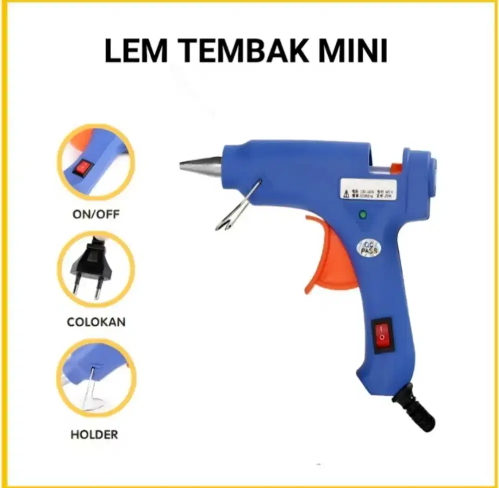 0Lem Tembak / Hot Melt Glue Gun On Off  20watt / Glue Gun Mini