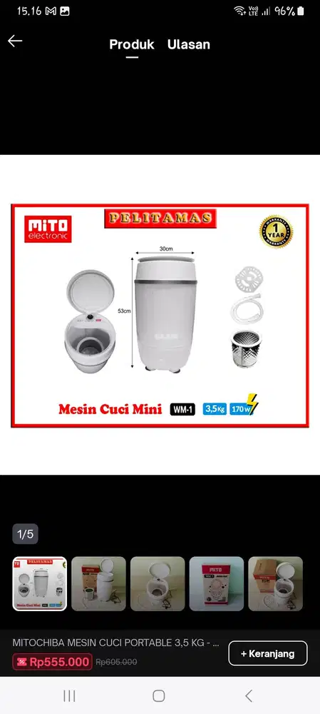 MITO Mesin cuci portable 3.5kg VM1