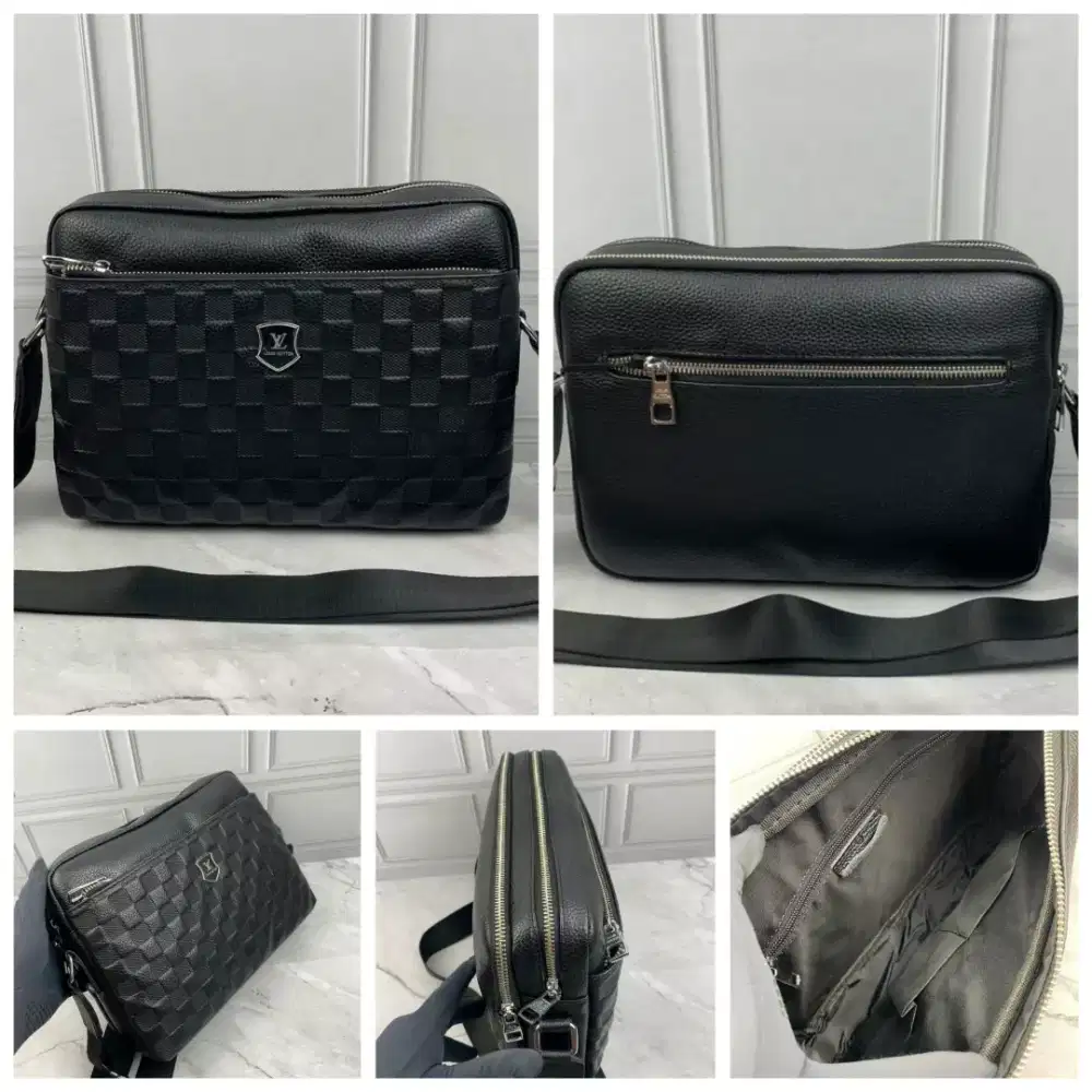 TAS SELEMPANG messenger LV damier infini leather black Bag pria