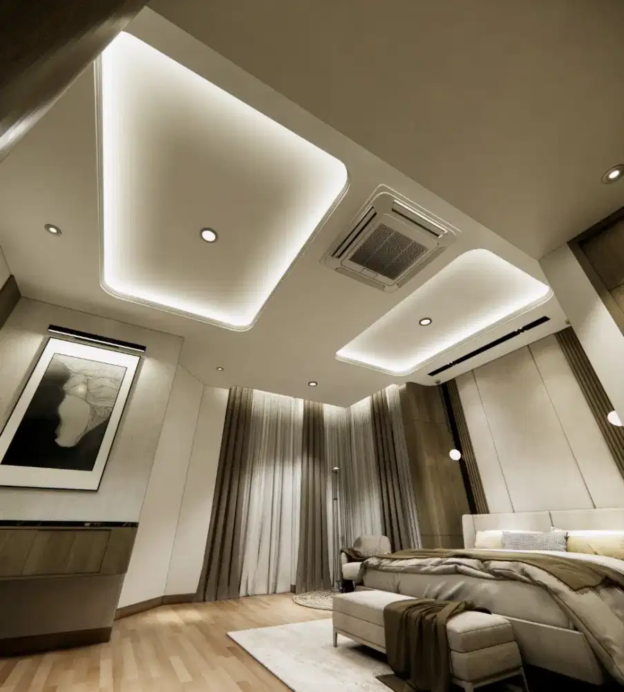 Dekorasi gypsum rumah siap pasang plafon dengan tukang ahli