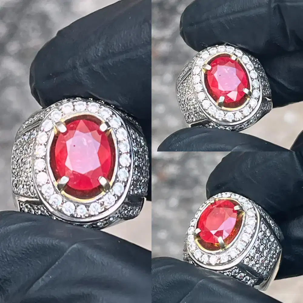 Cincin Natural Ruby Cincin Pria Mewah