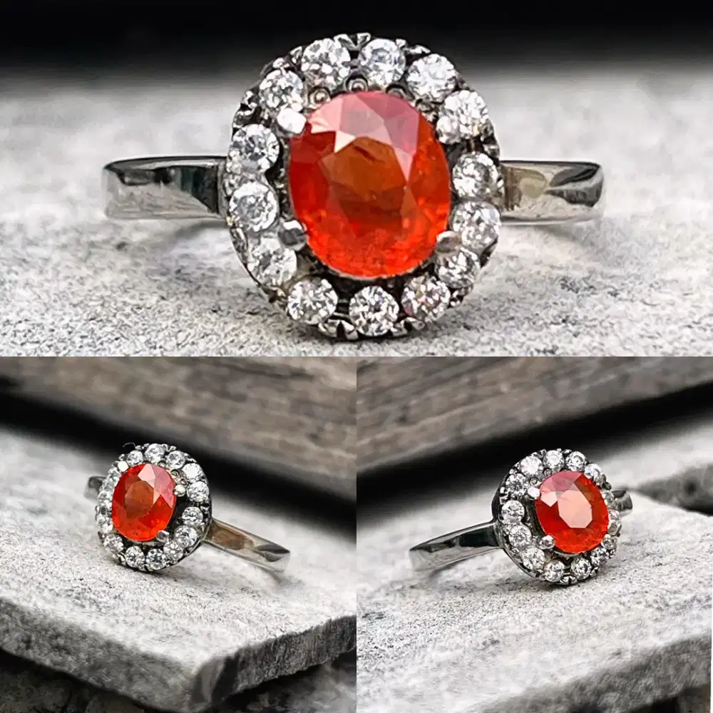 Cincin Natural Orange Sapphire Cincin Wanita Mewah