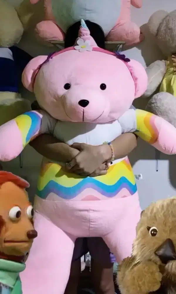 Boneka Beruang Tanduk Pink JUMBO 1 Meteran