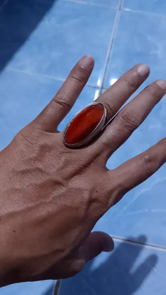 Batu pandan merah merona merah ring titanium 7