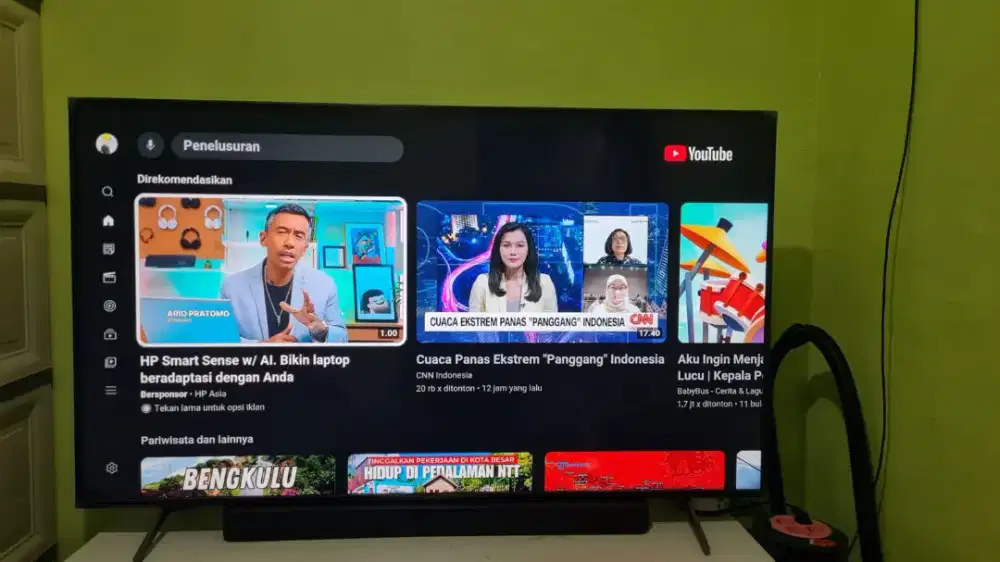 Smart google tv 65inch + soundbar bloototh sony