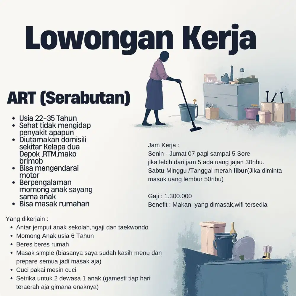 Lowongan Kerja ART (Perempuan)