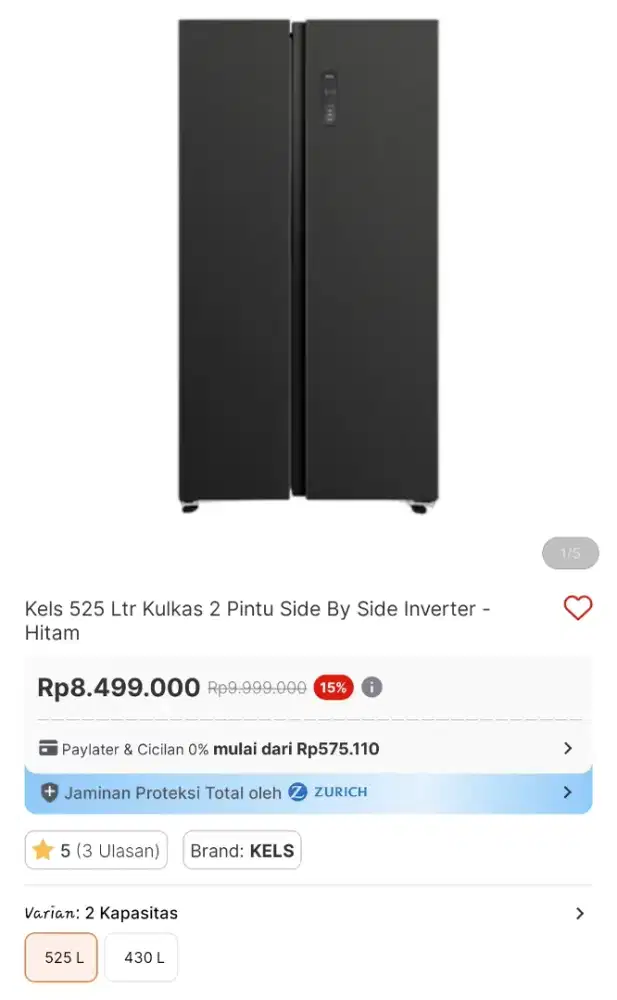 Kulkas side by side kels